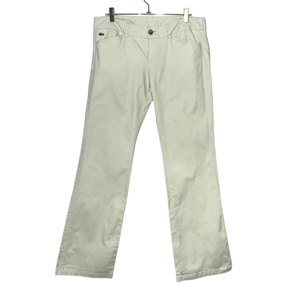 LACOSTE WONANS CHINO LOGO TROUSERS STRAIGHT FIT COTTON IVORY SZ 40(M/L)